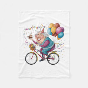 Lustiges Happy Birthday Oma Geschenk Radfahren Oma Fleecedecke