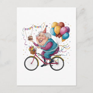 Lustiges Happy Birthday Oma Geschenk Radfahren Oma Postkarte