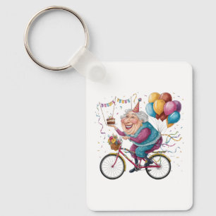 Lustiges Happy Birthday Oma Geschenk Radfahren Oma Schlüsselanhänger