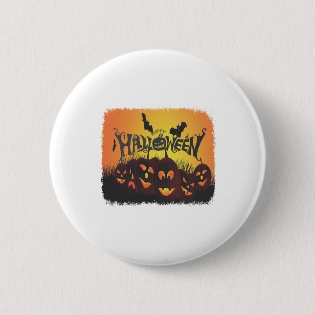 Lustiges Happy Halloween Design Button (Vorderseite)