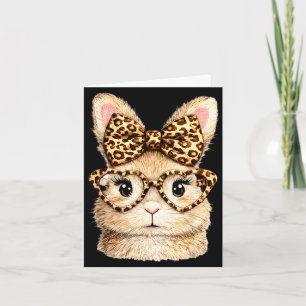 Lustiges Hasengesicht Brille Bandana Leopard Kanin Karte