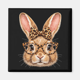 Lustiges Hasengesicht Brille Bandana Leopard Schle Magnet