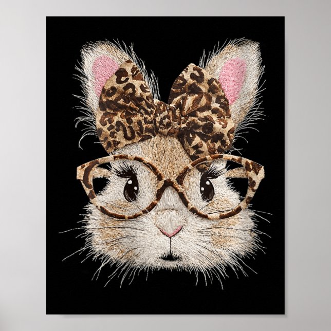 Lustiges Hasengesicht Damen Halstuch Leopardin Kan Poster (Vorne)