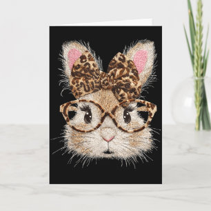 Lustiges Hasengesicht Gles-Bandana Leopard Kaninch Karte