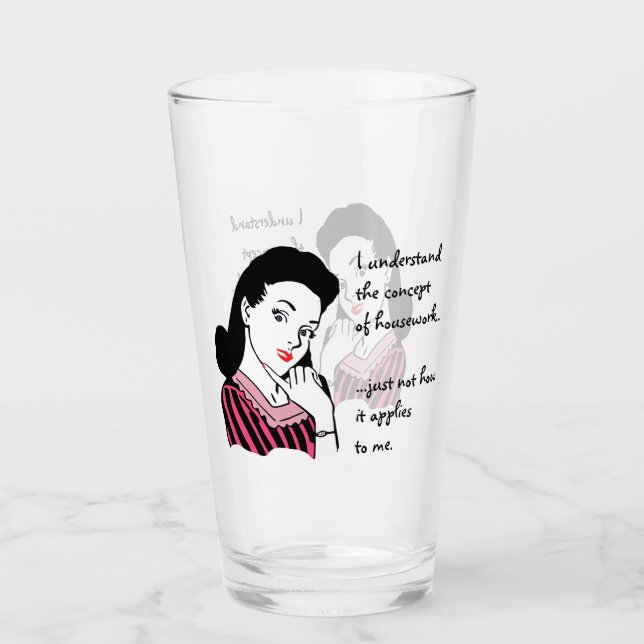 Lustiges Hausarbeit-Konzept Glas (Vorderseite)