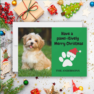 Lustiges Haustier-Hunde-Foto Pfote Weihnachtsmann  Feiertagskarte