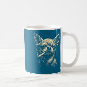 Lustiges Hemd Hund raucht Zigarette Chihuahua Meme Kaffeetasse