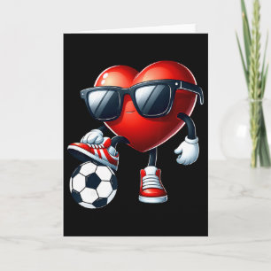 Lustiges Herz spielt Fußball Valentinstag Männer J Karte