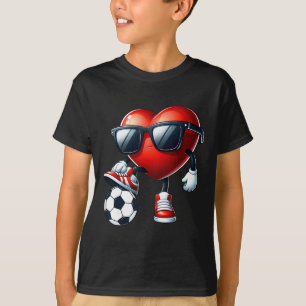 Lustiges Herz spielt Fußball Valentinstag Männer J T-Shirt