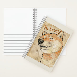 Lustiges "Hi Babe" zwinkerndes Shiba Inu Valentins Notizbuch