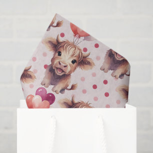 Lustiges Highland-Kuh-Herzballon-Geschenk Seidenpapier