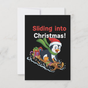 Lustiges Hineinrutschen in Weihnachten Süßer Pingu Dankeskarte
