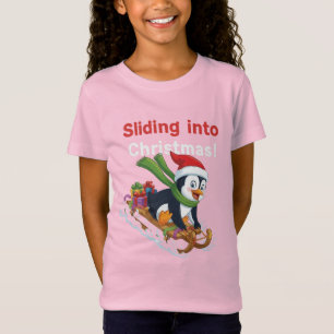 Lustiges Hineinrutschen in Weihnachten Süßer Pingu T-Shirt