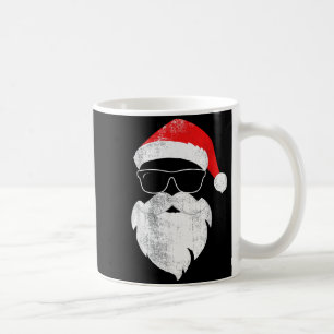 Lustiges Hipster-Weihnachtsmann-Gesicht mit Hut Ba Kaffeetasse
