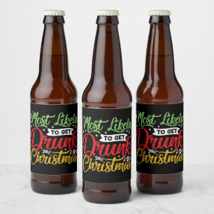 lustiges, höchstwahrscheinlich betrunkenes Weihnac Bierflaschenetikett