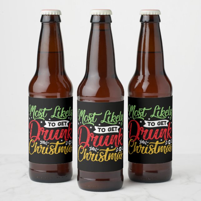 lustiges, höchstwahrscheinlich betrunkenes Weihnac Bierflaschenetikett (Flaschen)
