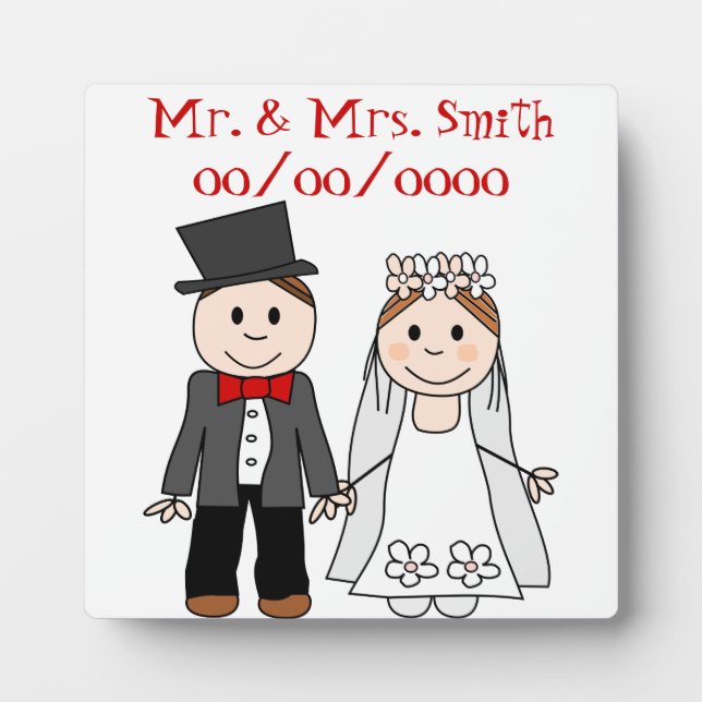lustiges Hochzeitspaar, mrs und mr. Fotoplatte (Vorderseite)