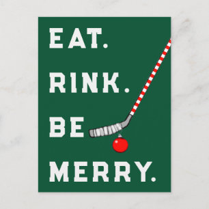 Lustiges Hockey-Weihnachten Feiertagspostkarte
