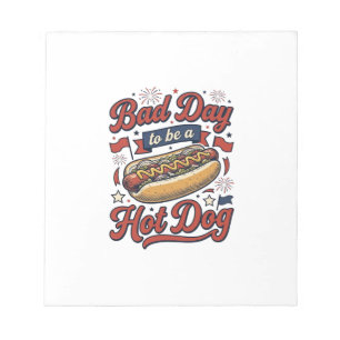 Lustiges Hot Dog Vintage Patriotisches Lebensmitte Notizblock