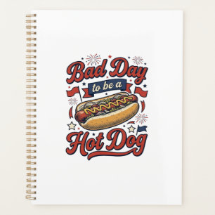 Lustiges Hot Dog Vintage Patriotisches Lebensmitte Planer