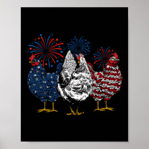 Lustiges Huhn 4. Juli Patriotisches Amerikanisches Poster
