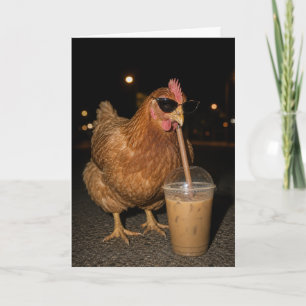 Lustiges Huhn Cool Huhn mit Eistee-Farm-Geschenk Karte