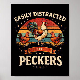 Lustiges Huhn, das leicht von Peckers Farm Hu abge Poster
