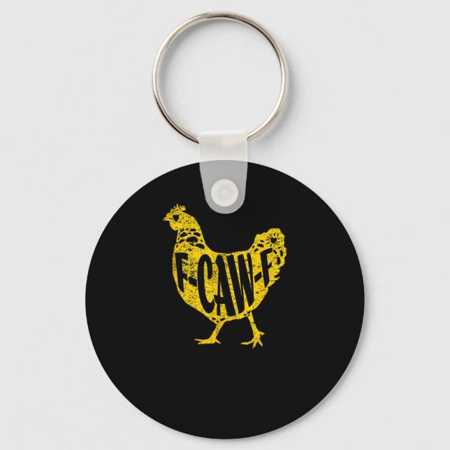 Lustiges Huhn F-Caw-F Henne Geflügel Hahn Stall Schlüsselanhänger (Vorderseite)