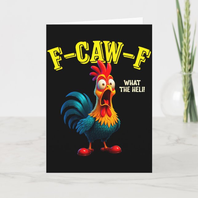 Lustiges Huhn F-caw-f Was zum Heli Hahn Humor  Karte (Vorderseite)