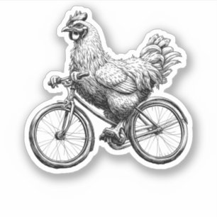 Lustiges Huhn fährt Fahrrad Radfahrer Süßes Tier L Aufkleber