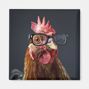 Lustiges Huhn mit Brille Magnet