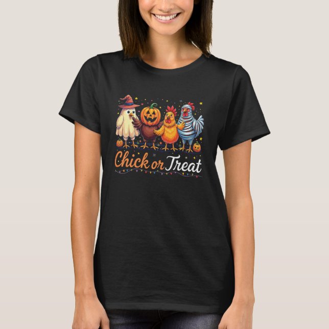 Lustiges Huhn oder Halloween-Hexen-Spooky-Chick-Be T-Shirt (Vorderseite)