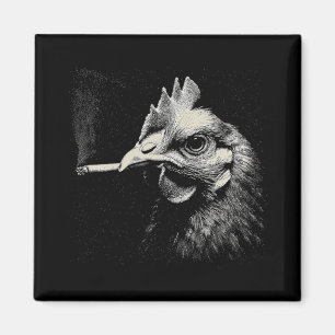 Lustiges Huhn raucht Pfeife Hahn Bauernhaus Magnet