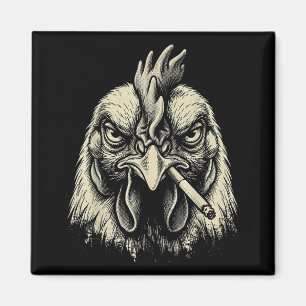 Lustiges Huhn raucht Zigaretten-Meme Vintage Grung Magnet