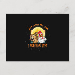 Lustiges Huhn-und-Ziege-Halloween-Kostüm-Geschenk Postkarte