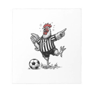 Lustiges Hühner-Fußball Vintage-Stich-Shirt_1 Notizblock