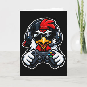 Lustiges Hühner-Gamer-T-Shirt Gaming-Headset Gamep Karte