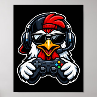 Lustiges Hühner-Gamer-T-Shirt Gaming-Headset Gamep Poster