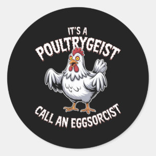 Lustiges Hühner-Halloween-Shirt Poultrygeist-Anruf Runder Aufkleber