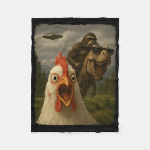 Lustiges Hühner-Selfie Bigfoot Sasquatch Reitet T- Fleecedecke
