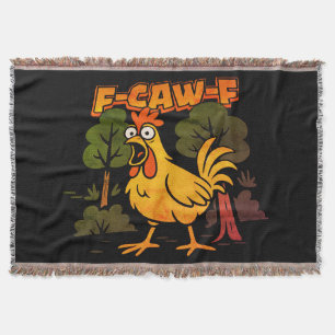 Lustiges Hühnerdesign – F-Caw-F Cartoon-Tier Humor Decke
