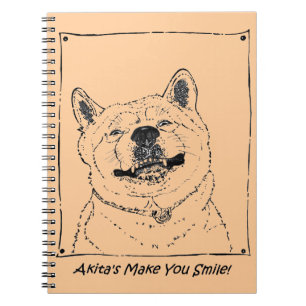 lustiges Hundbild von akita lächelnde Hunde Notizblock