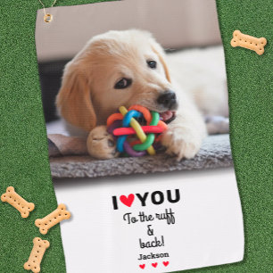 Lustiges Hunde-Foto Ich Liebe Dich Bis Zum Schwanz Golfhandtuch