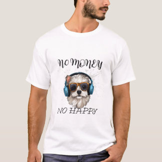 Lustiges Hunde-T-Shirt - Süßer Welpe mit Kopfhörer T-Shirt