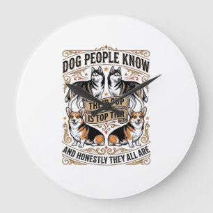 Lustiges Hundeliebhaber-Shirt mit Vintage-Hunde-De Große Wanduhr