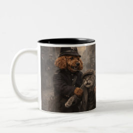 Lustiges Hundepolizei-Shirt Auf Frischer Tat Ertap Zweifarbige Tasse