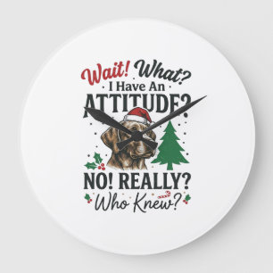 Lustiges Hundeverhalten Weihnachts-Vektor-Design_1 Große Wanduhr