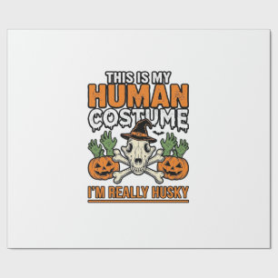 Lustiges Husky-Mensch-Kostüm Halloween-Hunde-Shirt Geschenkpapier