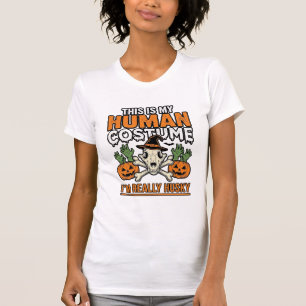 Lustiges Husky-Mensch-Kostüm Halloween-Hunde-Shirt T-Shirt