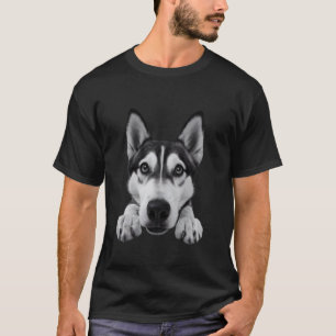 Lustiges Husky-Welpen-Gesicht Hundeporträt T-Shirt